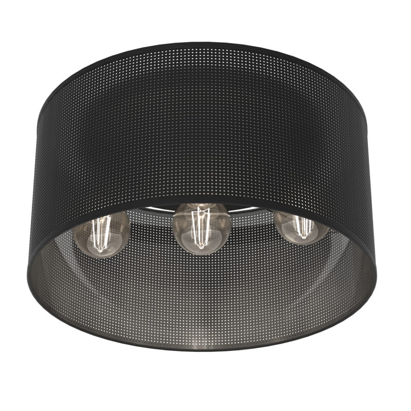 Plafon Luminex Loft Shade Black, Cylinder Shade Dia 400 H 200 Black x3