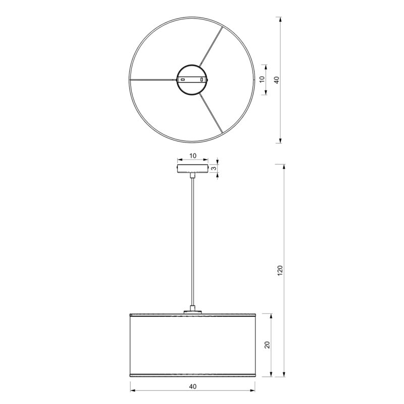 Żyrandol Luminex Loft Shade Black, Cylinder Shade Dia 400, H 200 Black x1 - obrazek 5