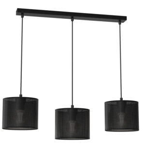 Żyrandol Luminex Loft Shade Listwa, Black, Cylinder Shade Dia 180, H 150 Black x3