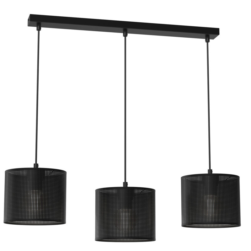 Żyrandol Luminex Loft Shade Listwa, Black, Cylinder Shade Dia 180, H 150 Black x3