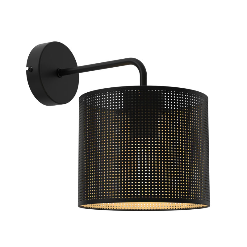 Kinkiet Luminex Loft Shade Black, Cylinder Shade Dia 180, H 150 Black/gold x1