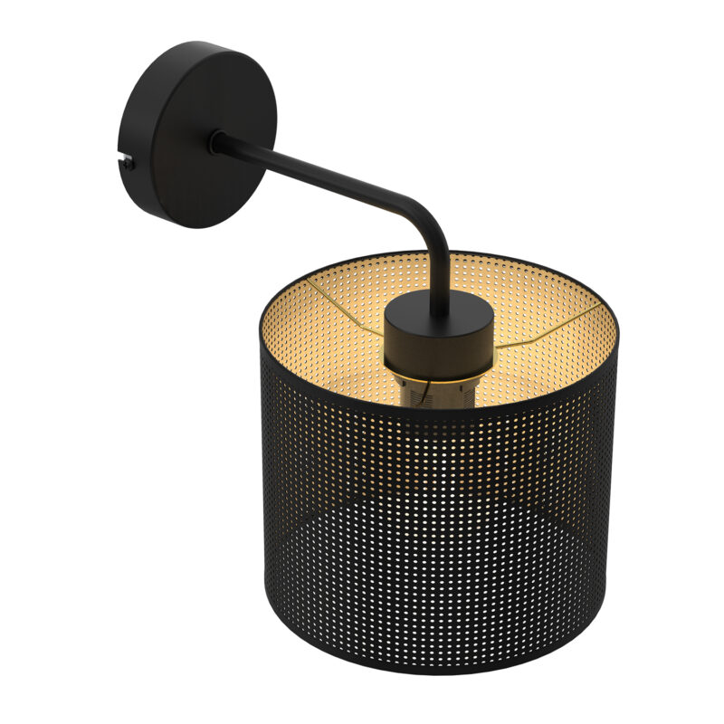 Kinkiet Luminex Loft Shade Black, Cylinder Shade Dia 180, H 150 Black/gold x1 - obrazek 3