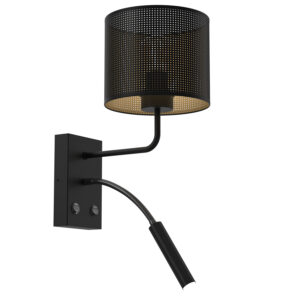 Kinkiet Luminex Loft Shade G9+e27 Black, Cylinder Shade Dia 180, H 150 Black/gold x2