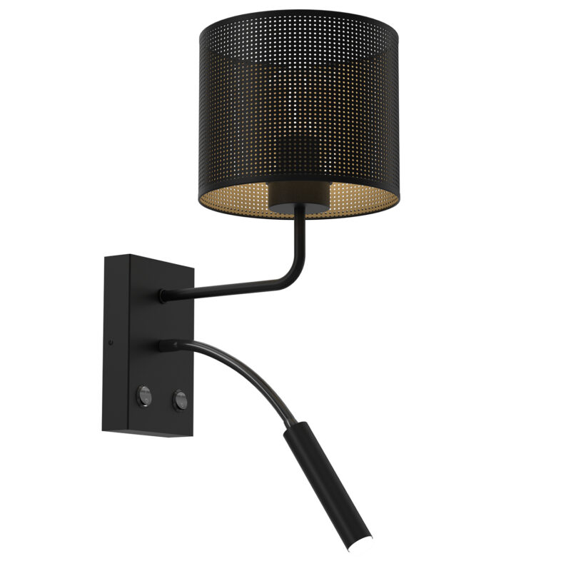 Kinkiet Luminex Loft Shade G9+e27 Black, Cylinder Shade Dia 180, H 150 Black/gold x2