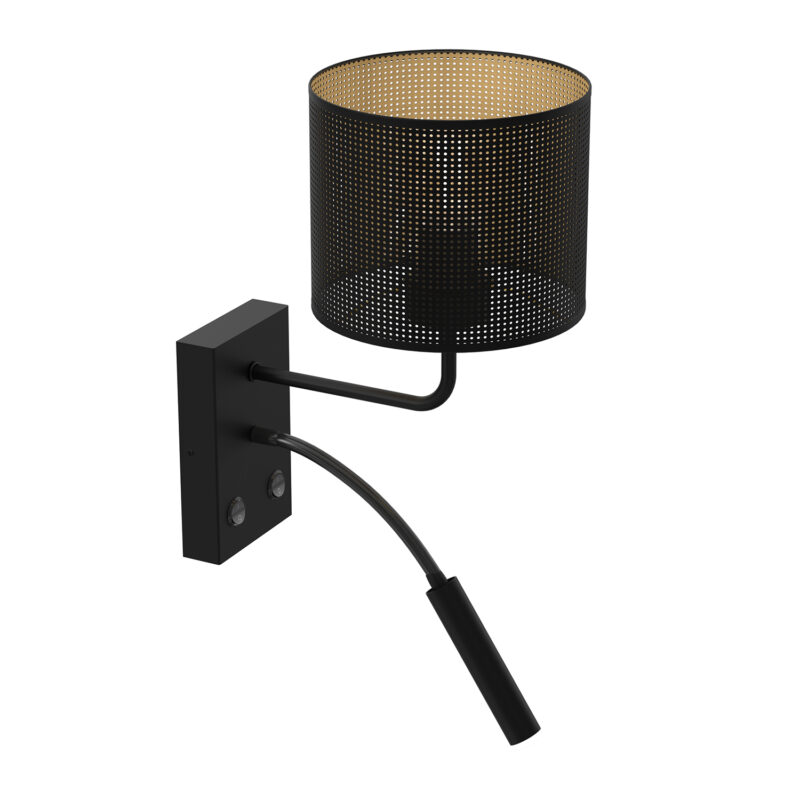 Kinkiet Luminex Loft Shade G9+e27 Black, Cylinder Shade Dia 180, H 150 Black/gold x2 - obrazek 3