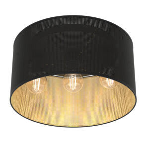 Plafon Luminex Loft Shade Black, Cylinder Shade Dia 400 H 200 Black/gold x3