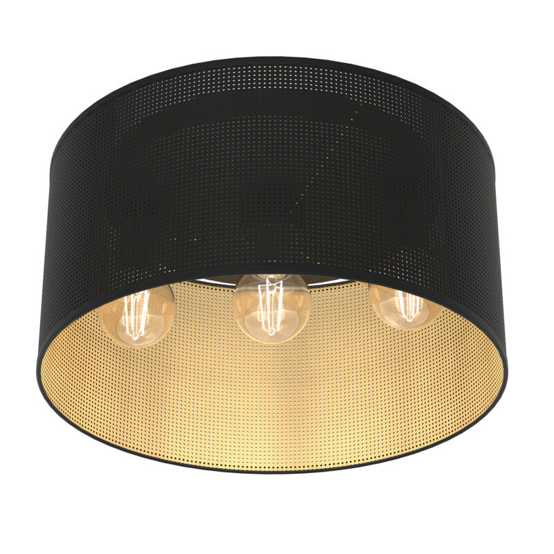 Plafon Luminex Loft Shade Black, Cylinder Shade Dia 400 H 200 Black/gold x3