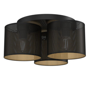Plafon Luminex Loft Shade Black, Cylinder Shade Dia 180, H=150, Black/gold x3