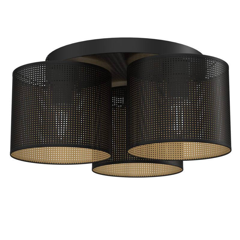 Plafon Luminex Loft Shade Black, Cylinder Shade Dia 180, H=150, Black/gold x3