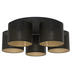 Plafon Luminex Loft Shade Black, Cylinder Shade Dia 180, H=150, Black/gold x5