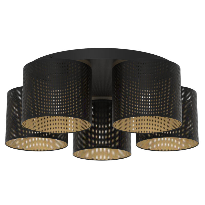 Plafon Luminex Loft Shade Black, Cylinder Shade Dia 180, H=150, Black/gold x5
