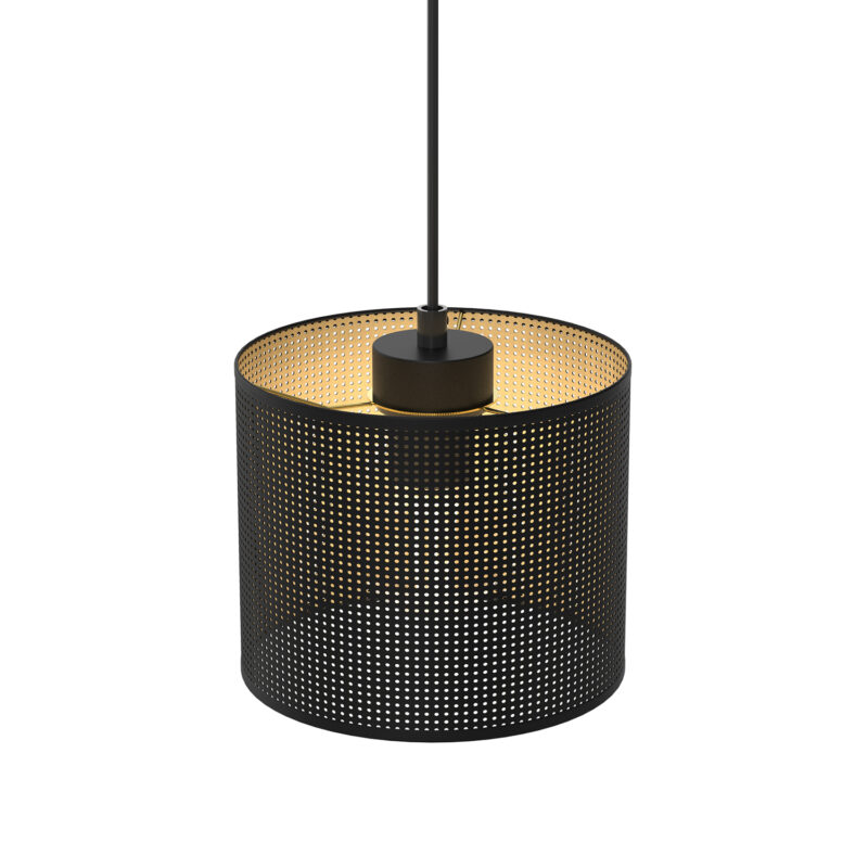 Żyrandol Luminex Loft Shade Black, Cylinder Shade Dia 180, H 150 Black/gold x1 - obrazek 3