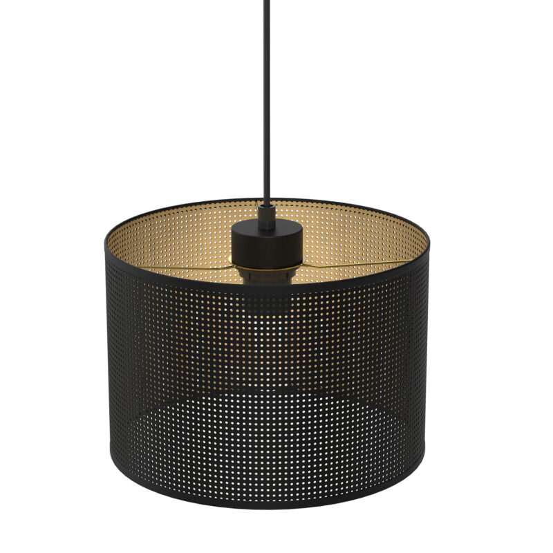 Żyrandol Luminex Loft Shade Black, Cylinder Shade Dia 250, H 170 Black/gold x1 - obrazek 3