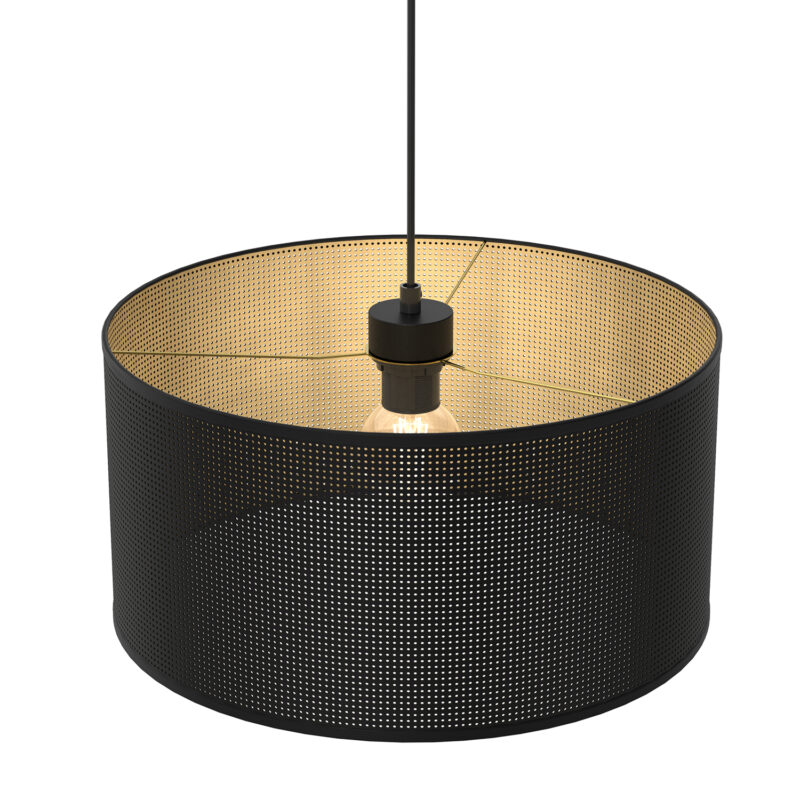Żyrandol Luminex Loft Shade Black, Cylinder Shade Dia 400, H 200 Black/gold x1 - obrazek 3