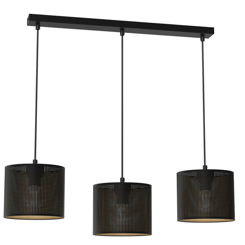 Żyrandol Luminex Loft Shade Listwa, Black, Cylinder Shade Dia 180, H 150 Black/gold x3
