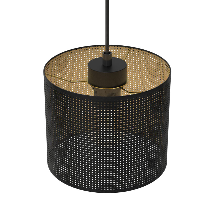 Żyrandol Luminex Loft Shade Listwa, Black, Cylinder Shade Dia 180, H 150 Black/gold x3 - obrazek 3