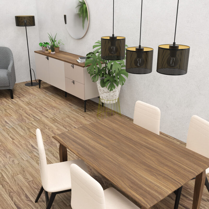 Żyrandol Luminex Loft Shade Listwa, Black, Cylinder Shade Dia 180, H 150 Black/gold x3 - obrazek 4