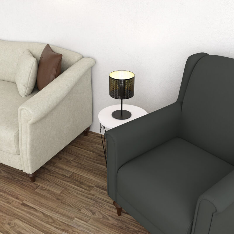 Lampka Gabinetowa Luminex Loft Shade H 34 Black, Cylinder Shade Dia 180, H 150 Black/gold x1 - obrazek 4