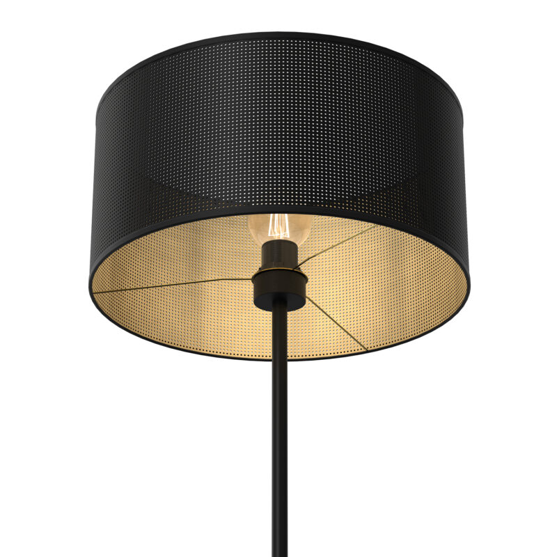 Lampa Podłogowa Luminex Loft Shade Prosta, Black, Cylinder Shade Dia 400, H 200 Black/gold x1 - obrazek 3