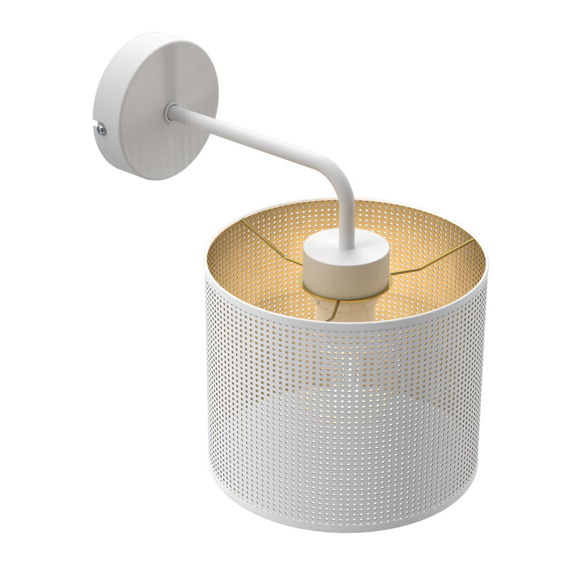 Kinkiet Luminex Loft Shade White, Cylinder Shade Dia 180, H 150 White/gold x1 - obrazek 3