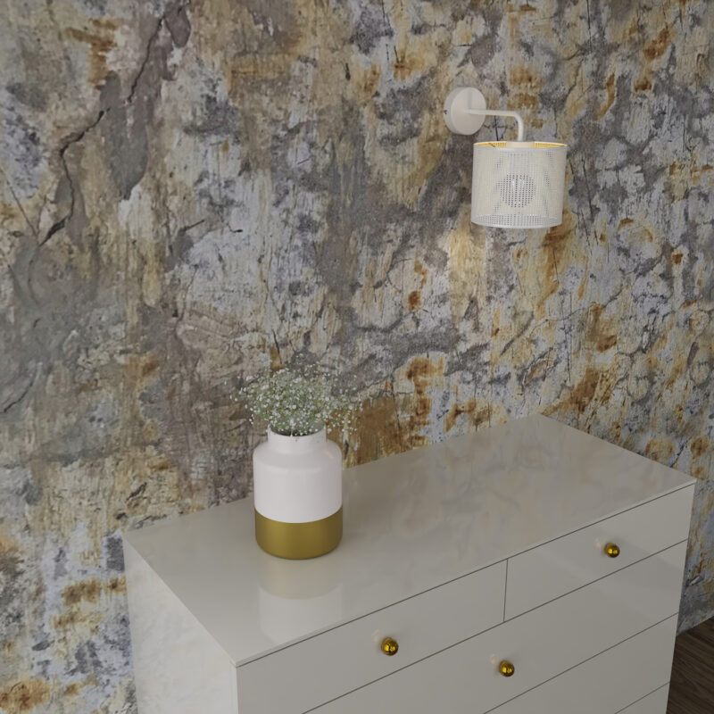 Kinkiet Luminex Loft Shade White, Cylinder Shade Dia 180, H 150 White/gold x1 - obrazek 4