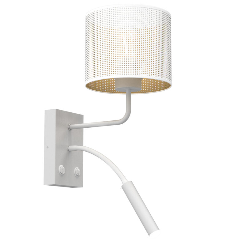 Kinkiet Luminex G9+e27 Loft Shade White, Cylinder Shade Dia 180, H 150 White/gold x2