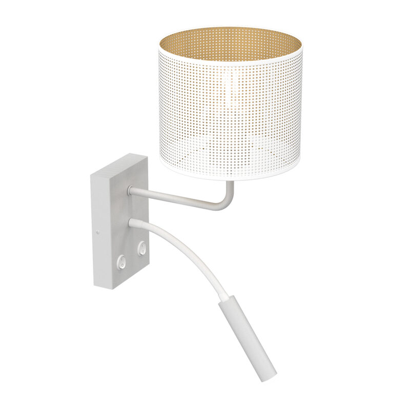 Kinkiet Luminex G9+e27 Loft Shade White, Cylinder Shade Dia 180, H 150 White/gold x2 - obrazek 3