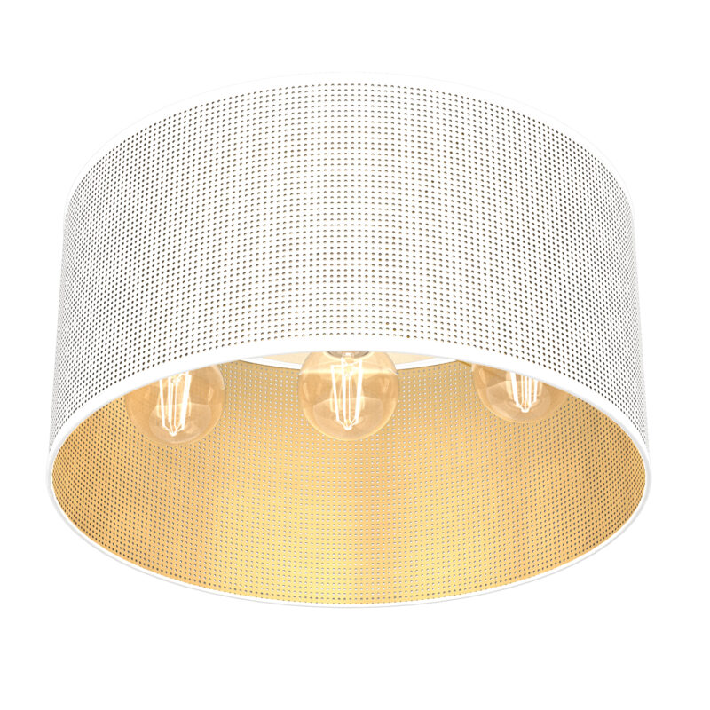 Plafon Luminex Loft Shade White, Cylinder Shade Dia 400 H 200 White/gold x3