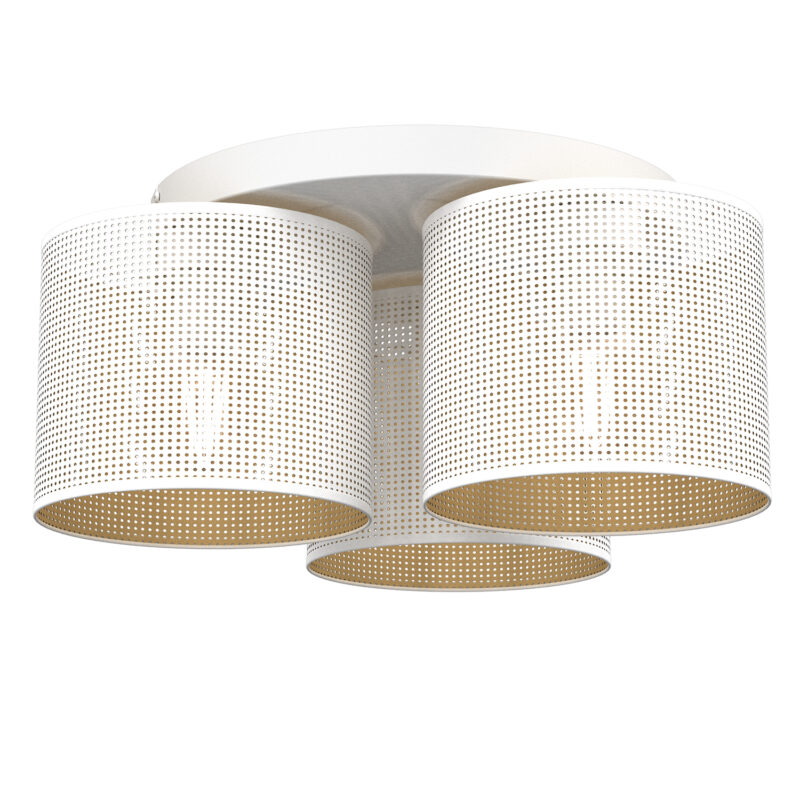 Plafon Luminex Loft Shade White, Cylinder Shade Dia 180, H=150, White/gold x3
