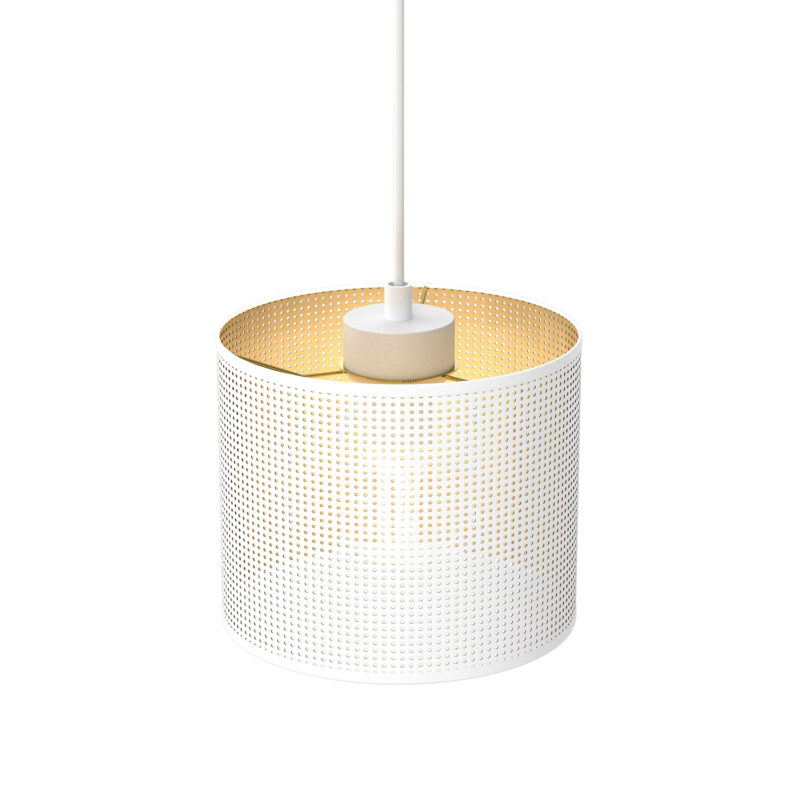 Żyrandol Luminex Loft Shade White, Cylinder Shade Dia 180, H 150 White/gold x1 - obrazek 3