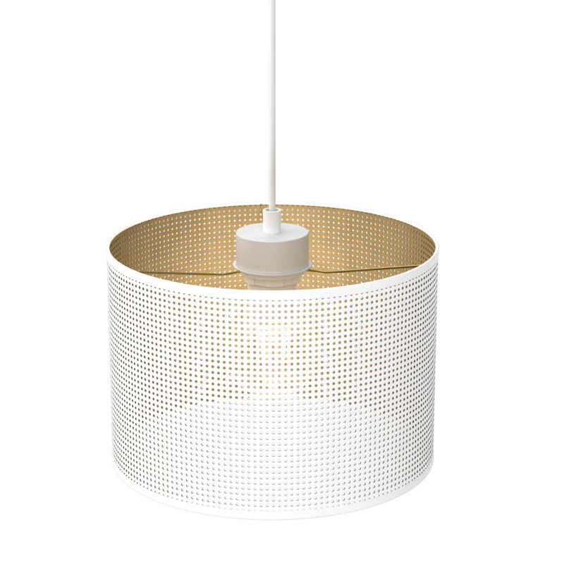 Żyrandol Luminex Loft Shade White, Cylinder Shade Dia 250, H 170 White/gold x1 - obrazek 3
