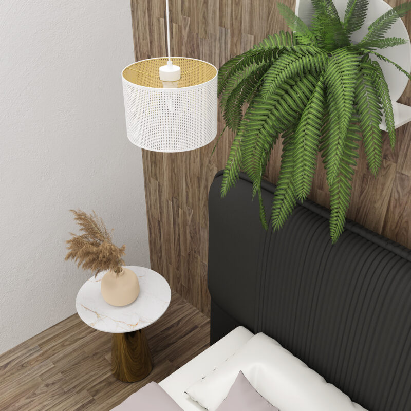 Żyrandol Luminex Loft Shade White, Cylinder Shade Dia 250, H 170 White/gold x1 - obrazek 4