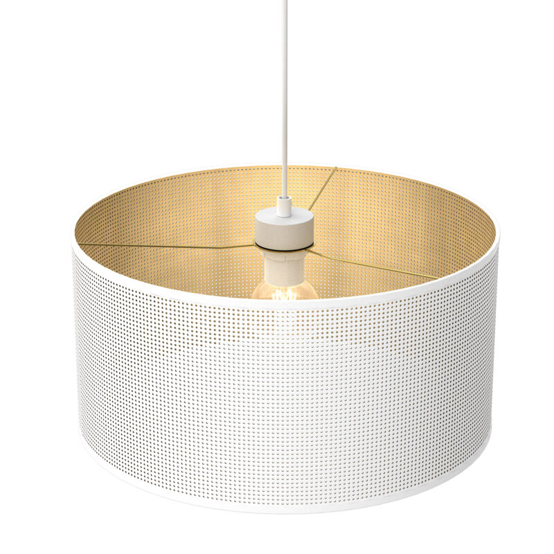 Żyrandol Luminex Loft Shade White, Cylinder Shade Dia 400, H 200 White/gold x1 - obrazek 3