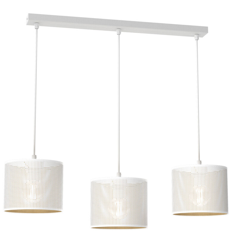 Żyrandol Luminex Listwa, Loft Shade White, Cylinder Shade Dia 180, H 150 White/gold x3
