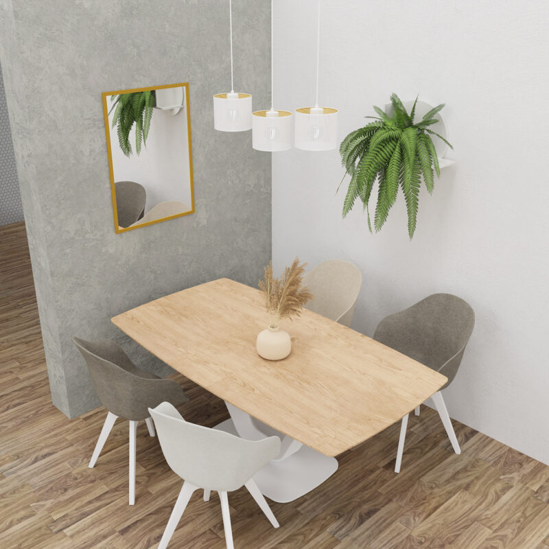 Żyrandol Luminex Listwa, Loft Shade White, Cylinder Shade Dia 180, H 150 White/gold x3 - obrazek 4
