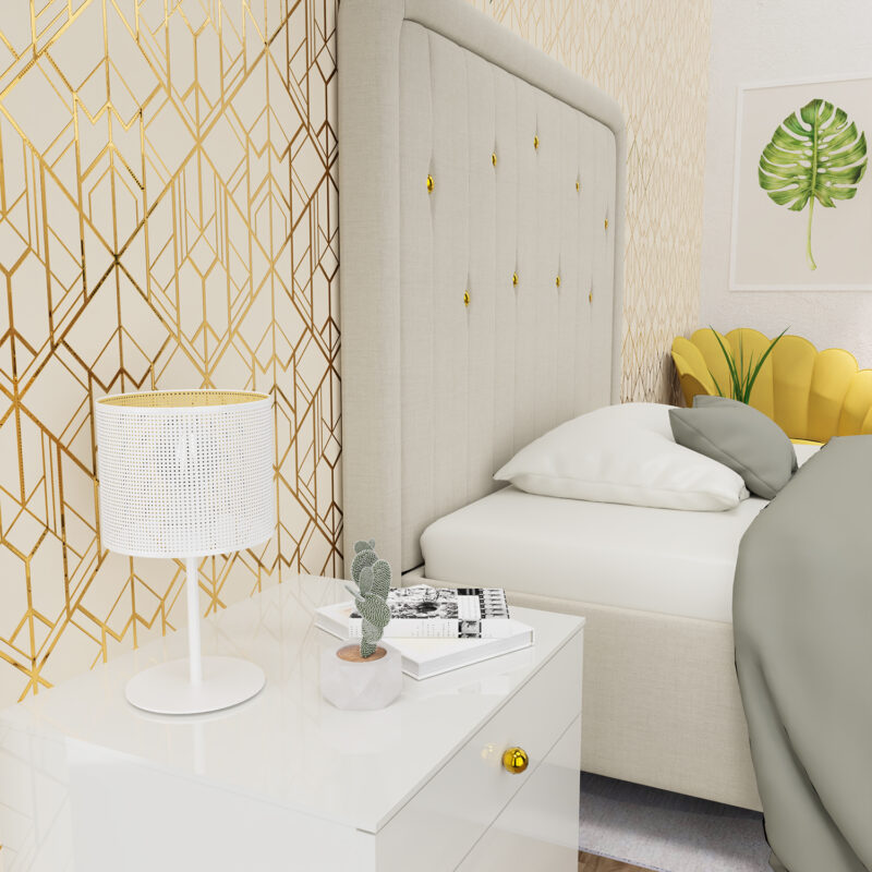 Lampka Gabinetowa Luminex H 34 Loft Shade White, Cylinder Shade Dia 180, H 150 White/gold x1 - obrazek 4