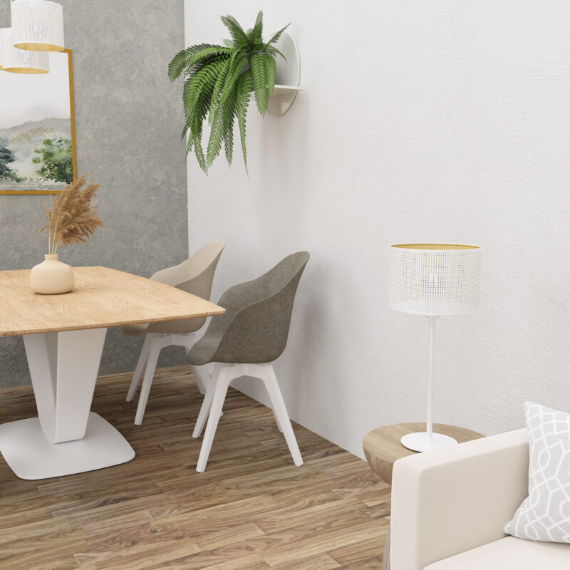Lampka Gabinetowa Luminex H 58 Loft Shade White, Cylinder Shade Dia 250, H 170 White/gold x1 - obrazek 4