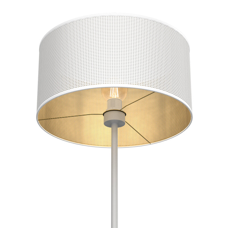 Lampa Podłogowa Luminex Prosta, Loft Shade White, Cylinder Shade Dia 400, H 200 White/gold x1 - obrazek 3