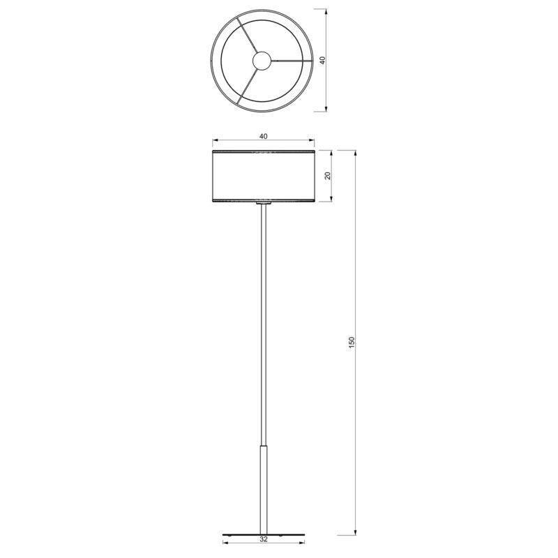 Lampa Podłogowa Luminex Prosta, Loft Shade White, Cylinder Shade Dia 400, H 200 White/gold x1 - obrazek 5