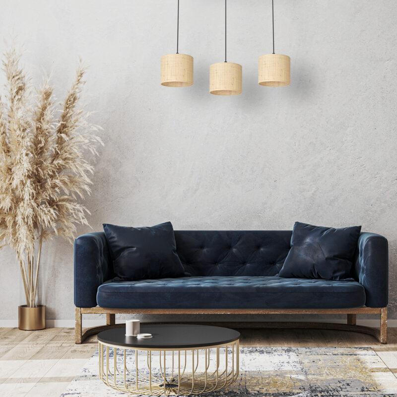 Żyrandol Luminex Listwa, Rattan Cylinder Shade Dia 180, H 150 x3 - obrazek 4