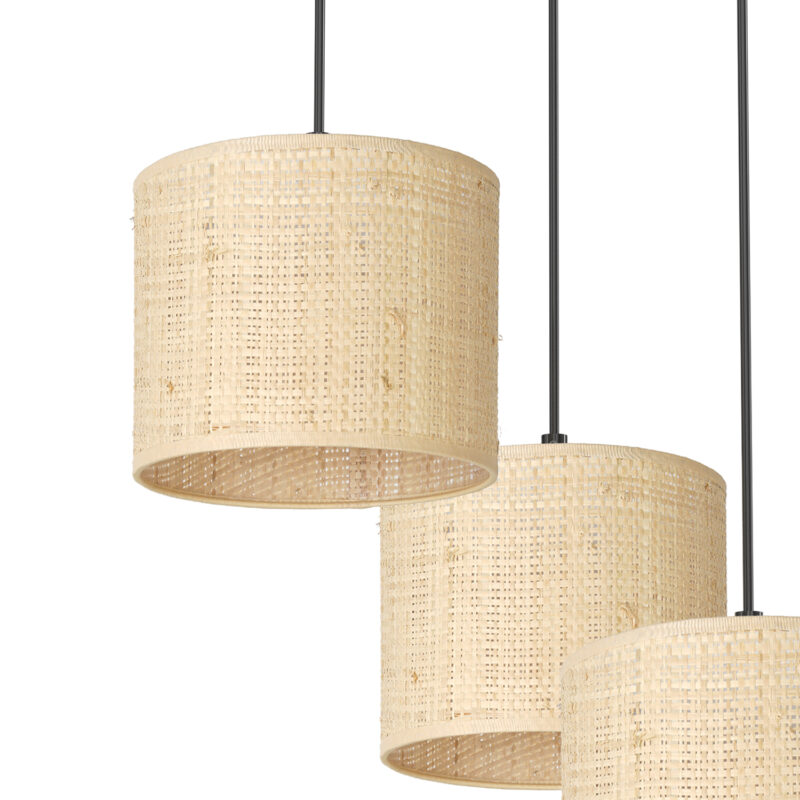 Żyrandol Luminex Talerz Dia 300, Rattan Cylinder Shade Dia 180, H 150 x3 - obrazek 3