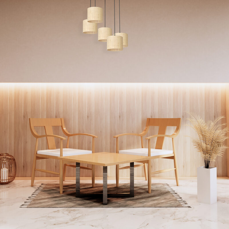 Żyrandol Luminex Talerz Dia 440, Rattan Cylinder Shade Dia 180, H 150 x5 - obrazek 4
