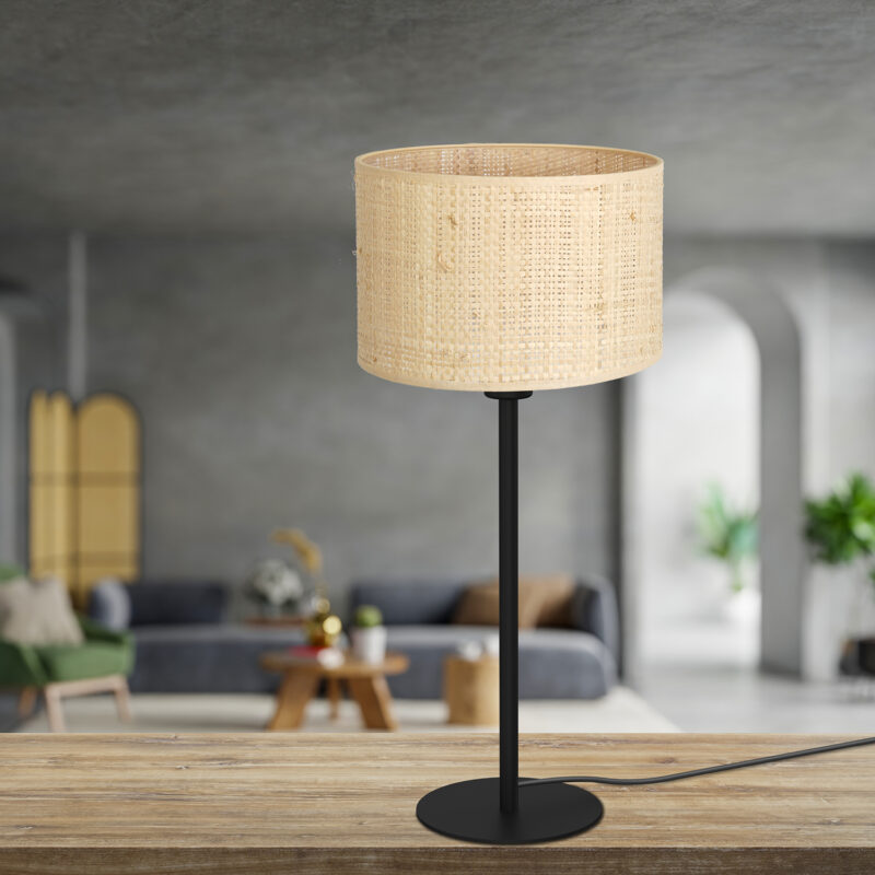 Lampka Gabinetowa Luminex H 58 Rattan Cylinder Shade Dia 250, H 170 x1 - obrazek 4