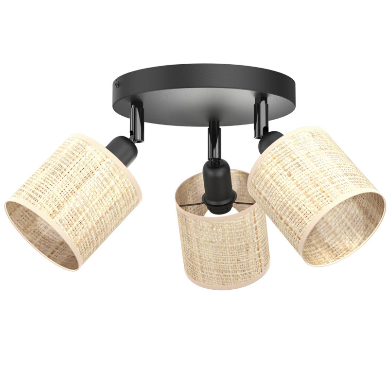 Spot Luminex Rattan Plate Dia 200 Black, Shade Dia 100, H 100 x1