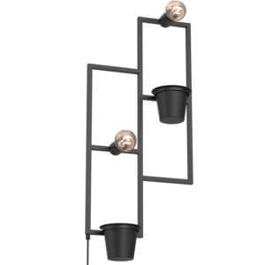Kinkiet Luminex Flower Wall, Black Flower Pots, Black x2