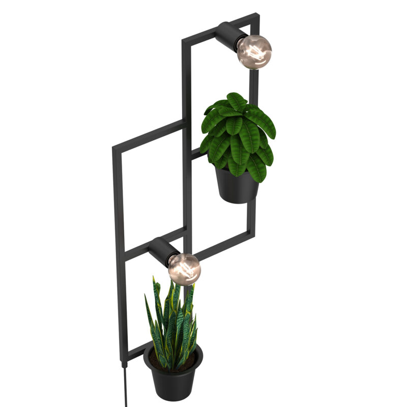 Kinkiet Luminex Flower Wall, Black Flower Pots, Black x2 - obrazek 3