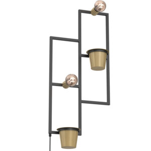 Kinkiet Luminex Flower Wall, Gold Flower Pots, Black/gold x2