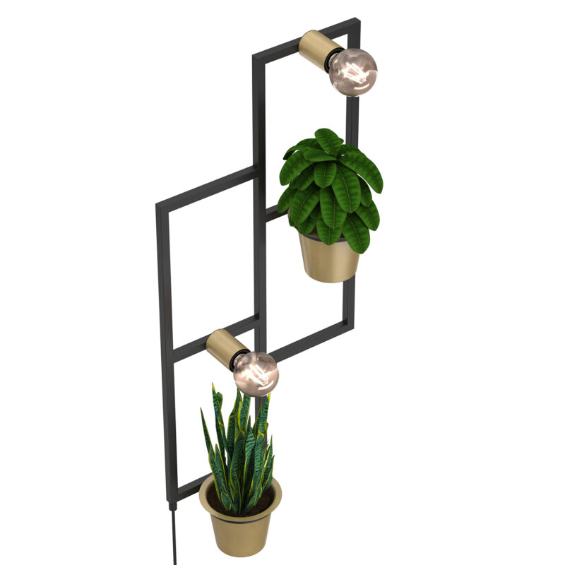 Kinkiet Luminex Flower Wall, Gold Flower Pots, Black/gold x2 - obrazek 3