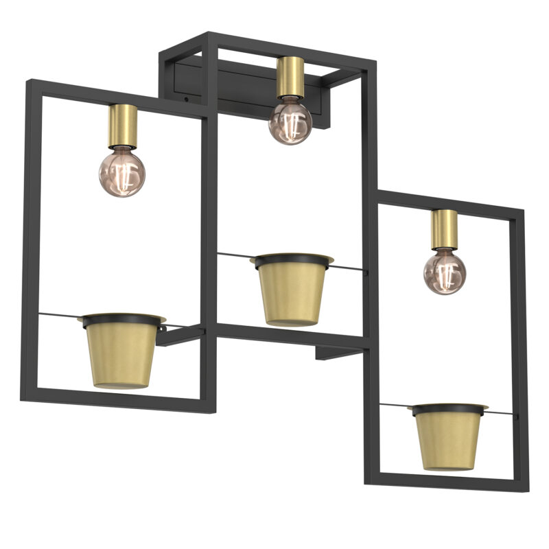 Kinkiet Luminex Flores Black/gold x3