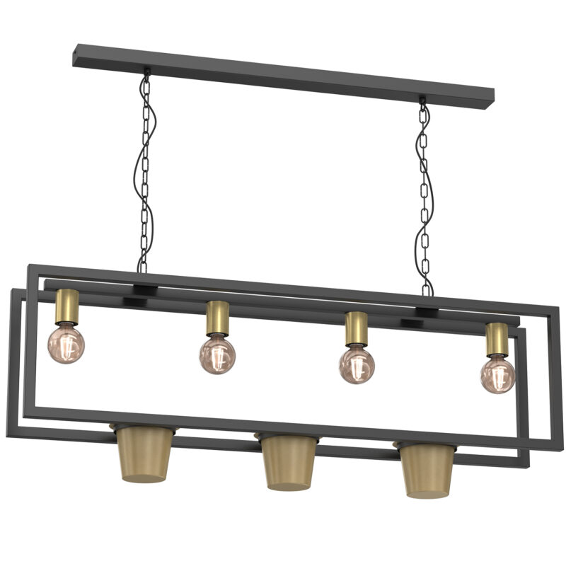 Żyrandol Luminex Flores Black/gold x4